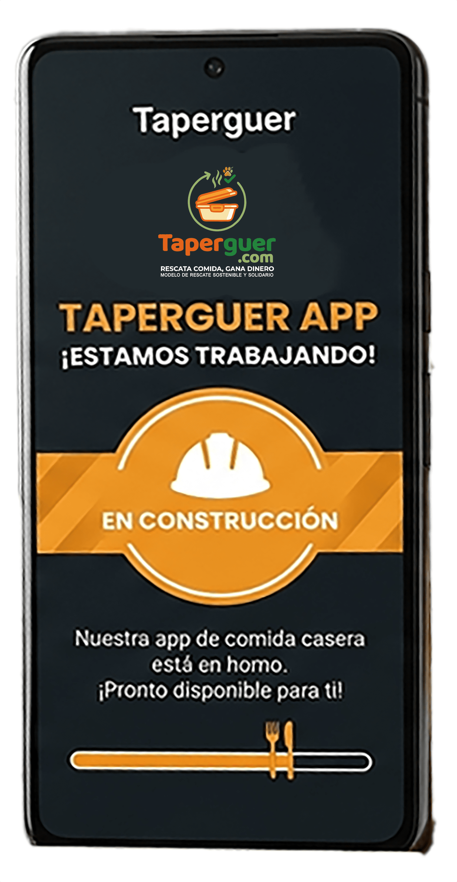 Banner promocional Taperguer: Próxima llegada de la App móvil para el rescate de alimentos y reducción de plástico.